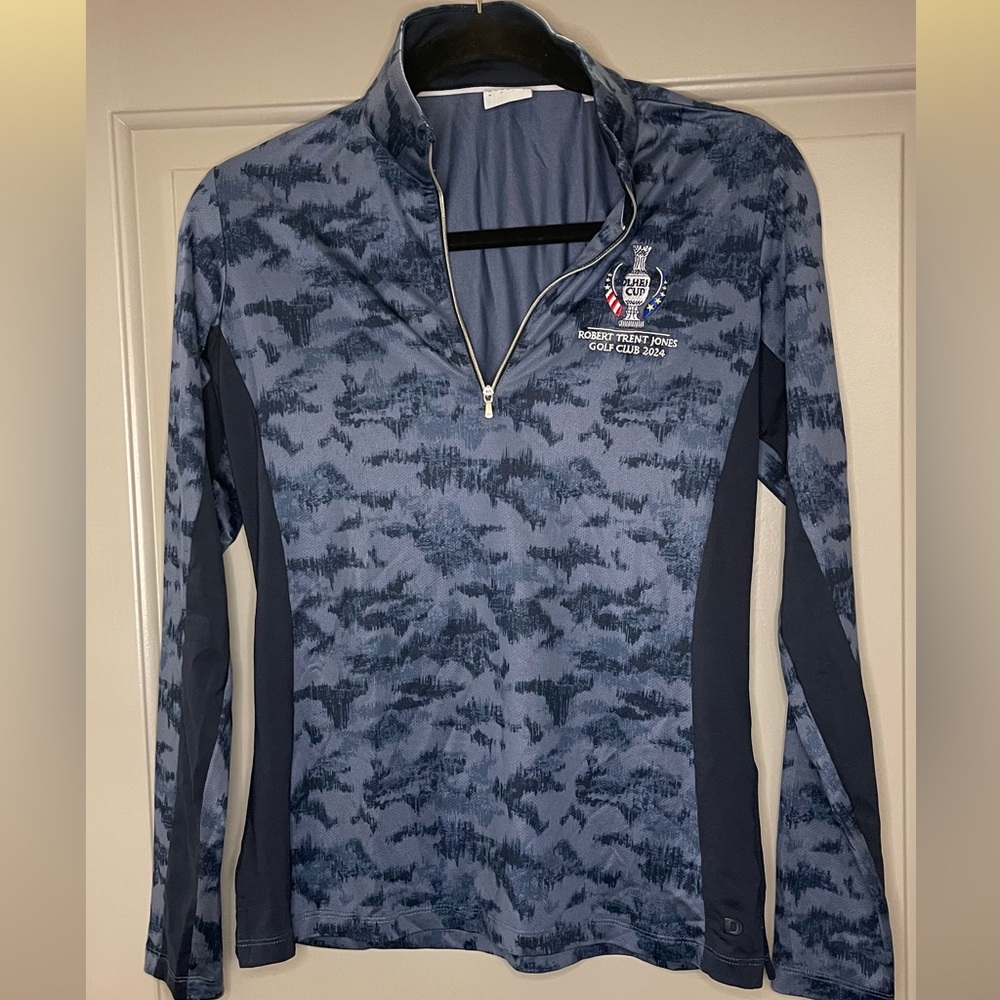 Solheim Cup - Women's Blue Patterned Long Sleeve Golf Pullover